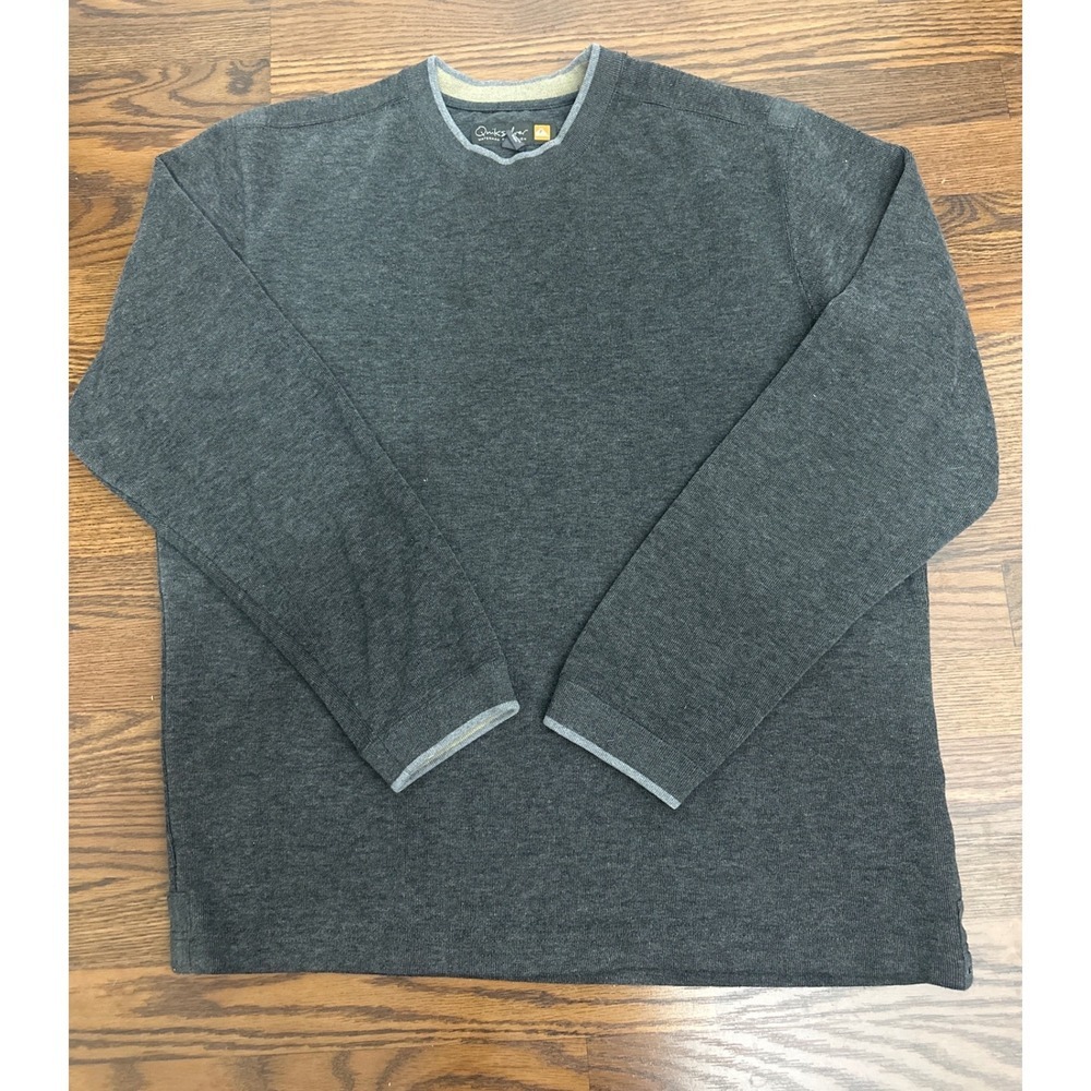 Quiksilver Waterman Collection Mens XL Charcoal Gray 100%Cotton Crewneck Sweater